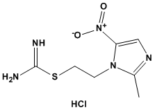 Carbamimidothioic acid,2-(2-methyl-5-nitro-1H-imidazol-1-yl)ethyl ester, monohydrochloride (9CI) cas  53064-85-0